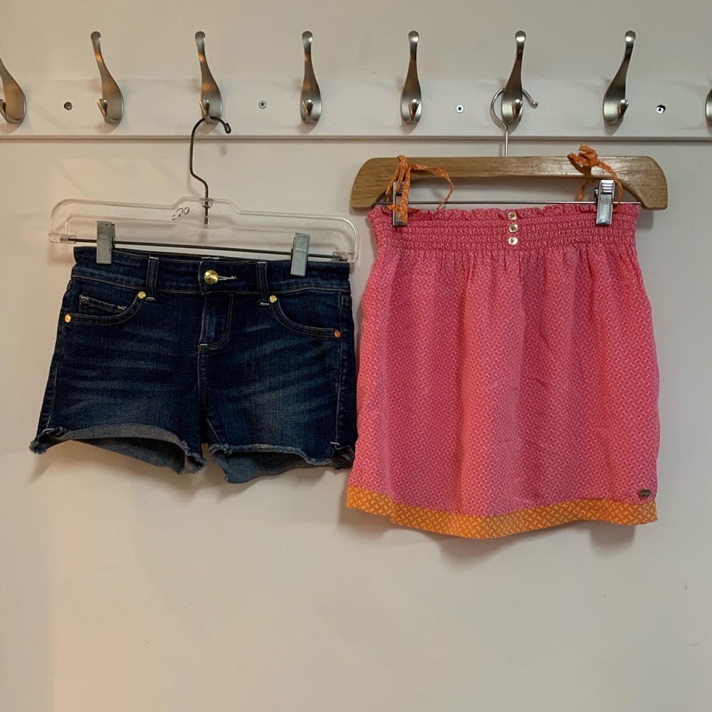 Juicy Couture Silk Camisole and Stretch Denim Shorts